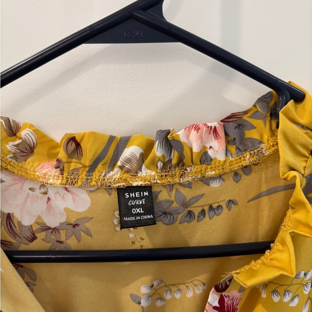 SHEIN Yellow Floral Tunic Top